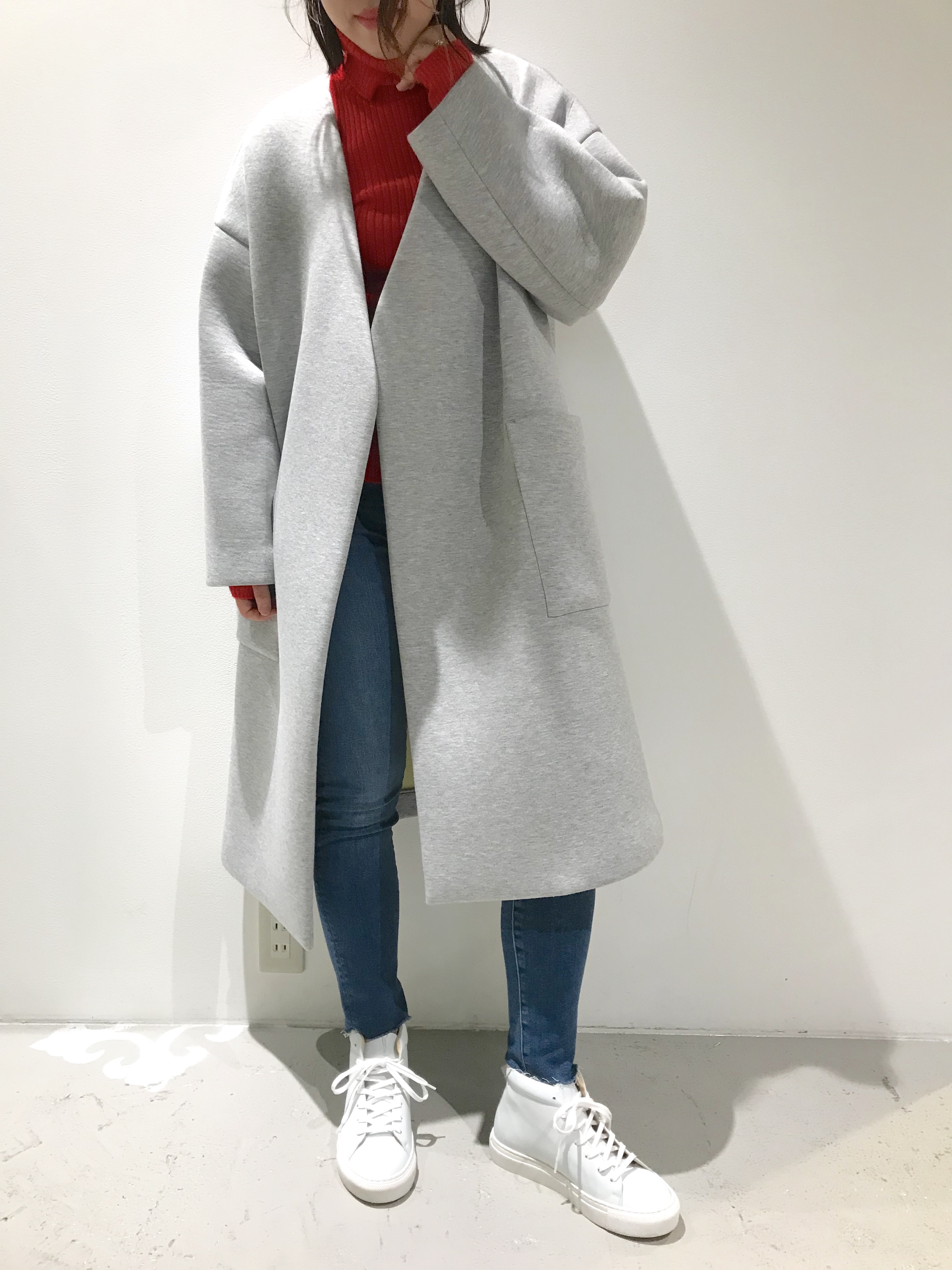 18AW ebure エブール ノーカラーコート-