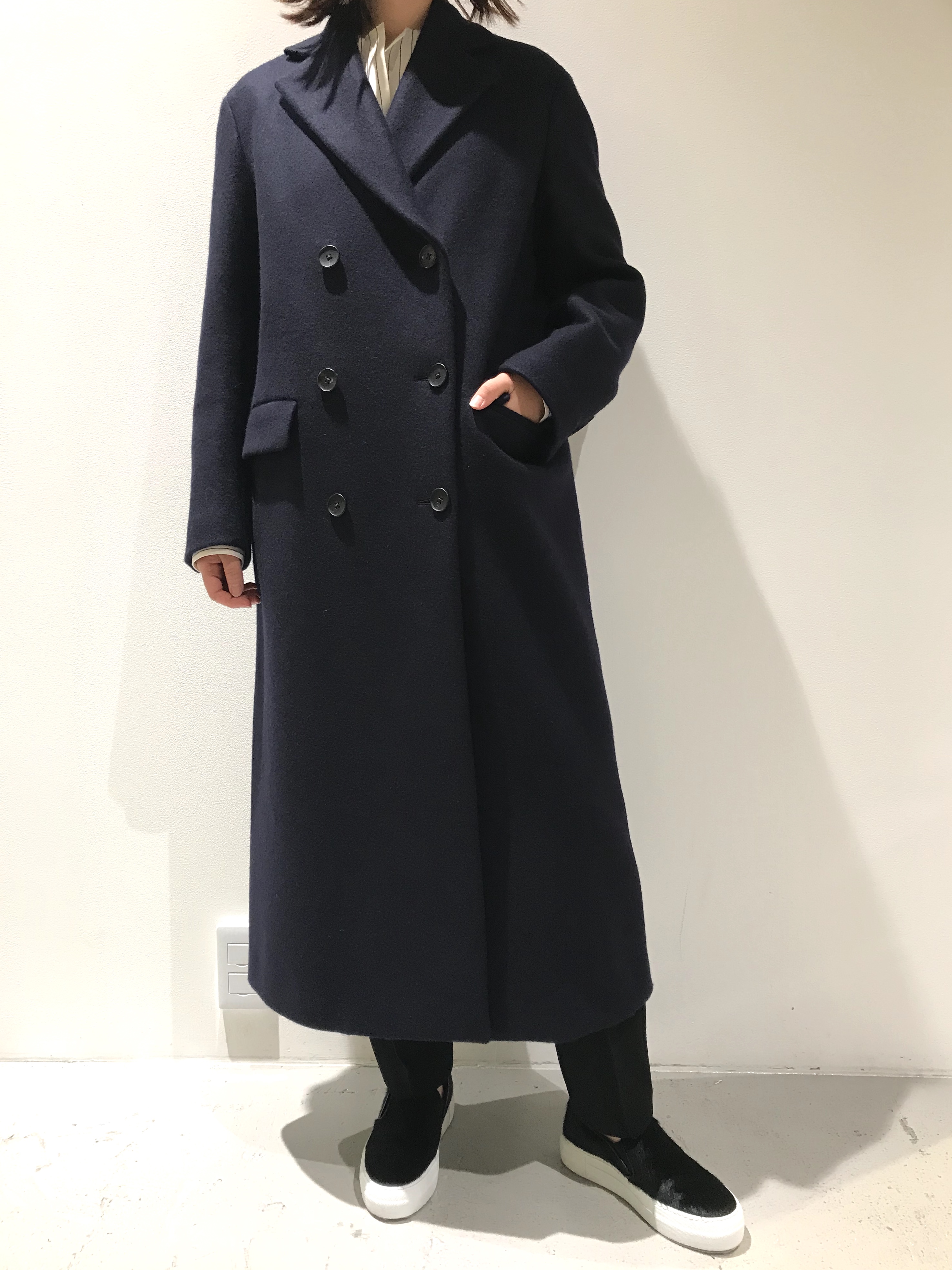 YLEVE SUPER 100'S MELTON BELTED COATイレーヴ-