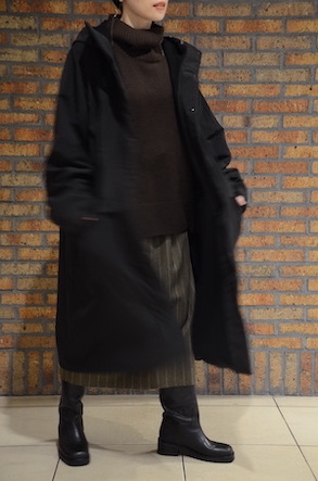 国内正規品 ATON ASAKO NYLON HOODED COAT チャコールグレー 04